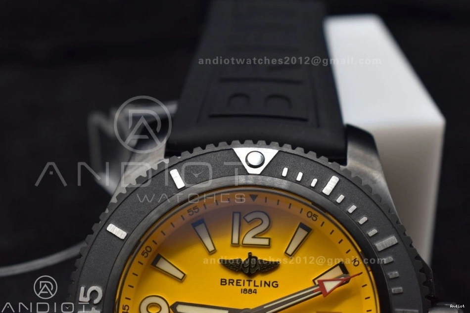 on Rubber Superocean A2824 Black 1:1 Dial Edition Best Strap Bezel TF Yellow 44 Black Automatic 0516